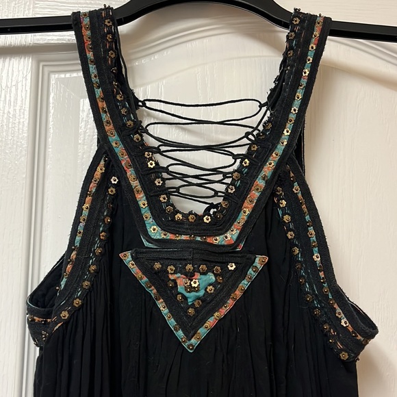 Free People black boho tank with metal detail. XS. - Picture 2 of 6
